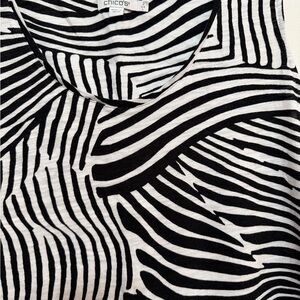 Chico's Black and White Graphic Zebra-Striped Scoop Tank
